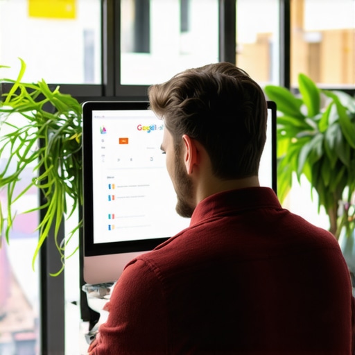 Business owner editing Google My Business listing with keywords and images.