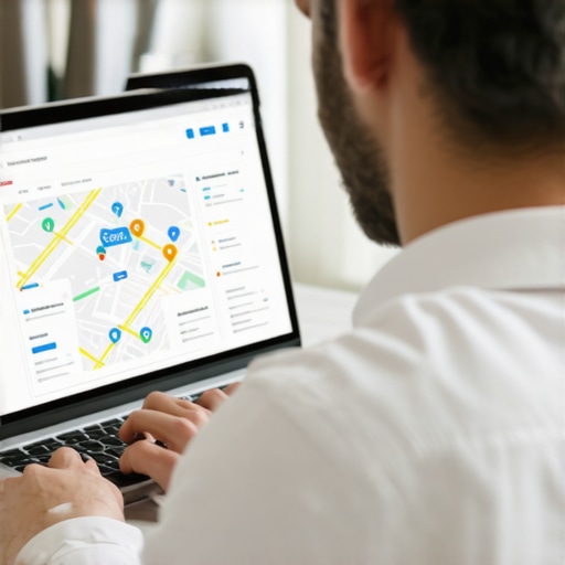 Person reviewing local SEO analytics on computer with Google Maps