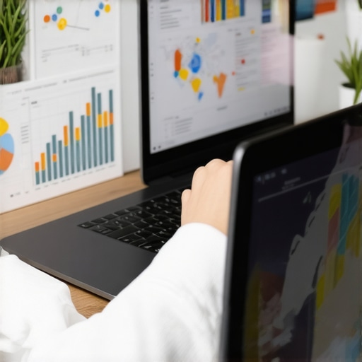 Using SEO Tools for Map Pack Maintenance Person analyzing local SEO data on a laptop to maintain Google My Business rankings