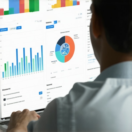 Business owner analyzing local SEO data Person reviewing local SEO performance metrics on a laptop screen.