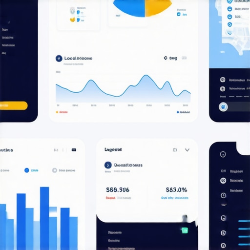 Screen displaying local SEO analytics with charts and maps.
