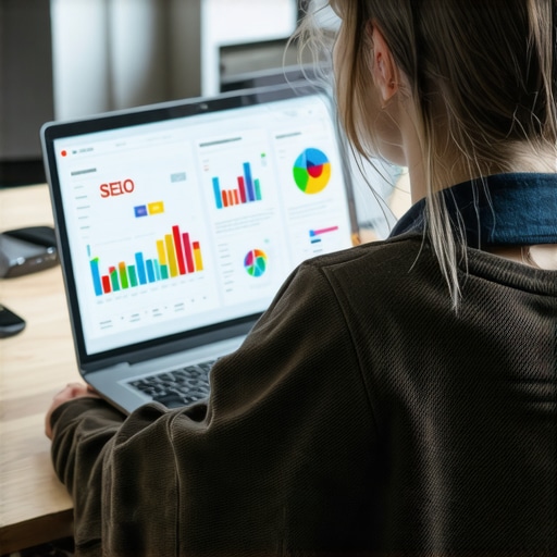 Person analyzing local SEO data with tools like BrightLocal and SEMrush in a workspace.