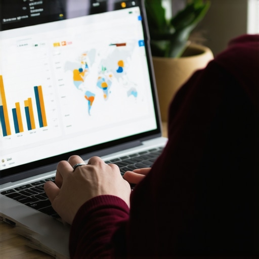 Person analyzing local SEO data on a laptop to maintain Google Map Pack rankings.