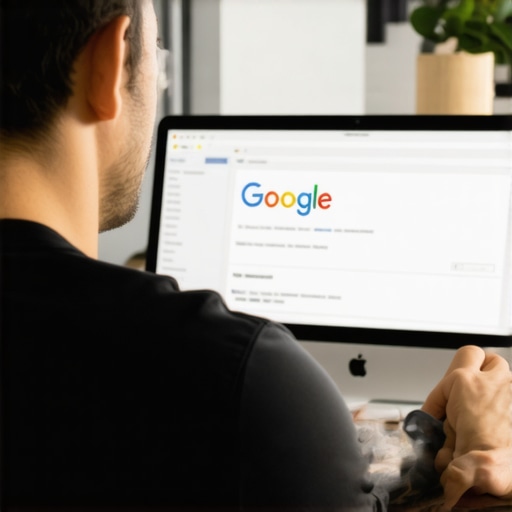 Business owner updating Google My Business profile on a laptop