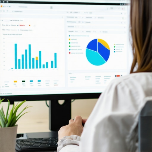 Person analyzing local SEO metrics on a computer to maintain GMB ranking health.
