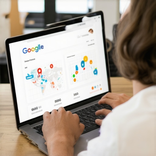 Business owner updating Google My Business profile on a laptop.