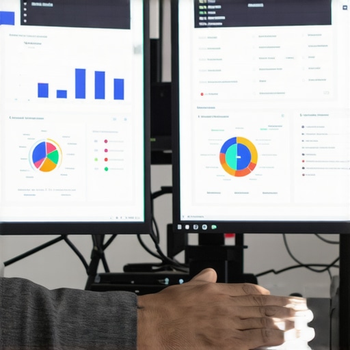 A person analyzing local SEO data on multiple screens with tools like BrightLocal and GeoRanker