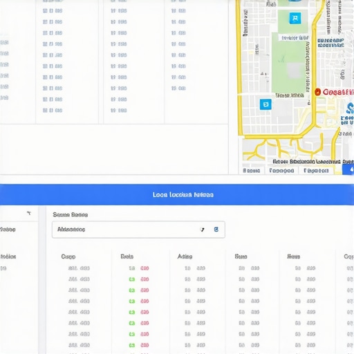 Screenshot of a dashboard showing Google My Business ranking, reviews, and citation health metrics.