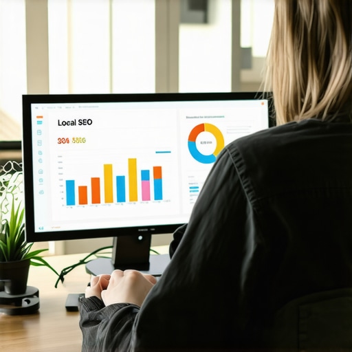 Person reviewing local SEO analytics on a laptop