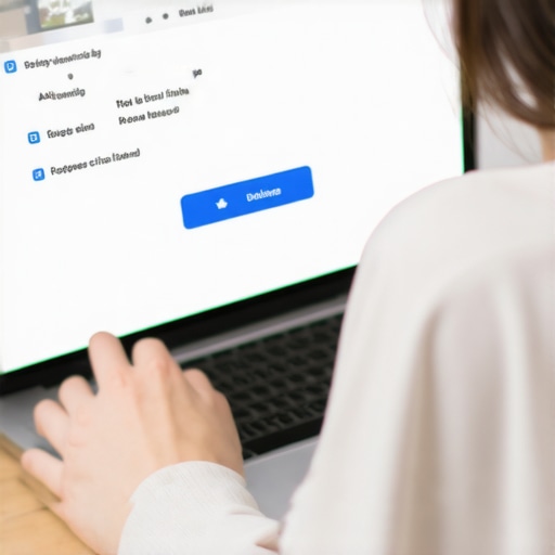 Person resolving Google My Business issues with support chat on laptop